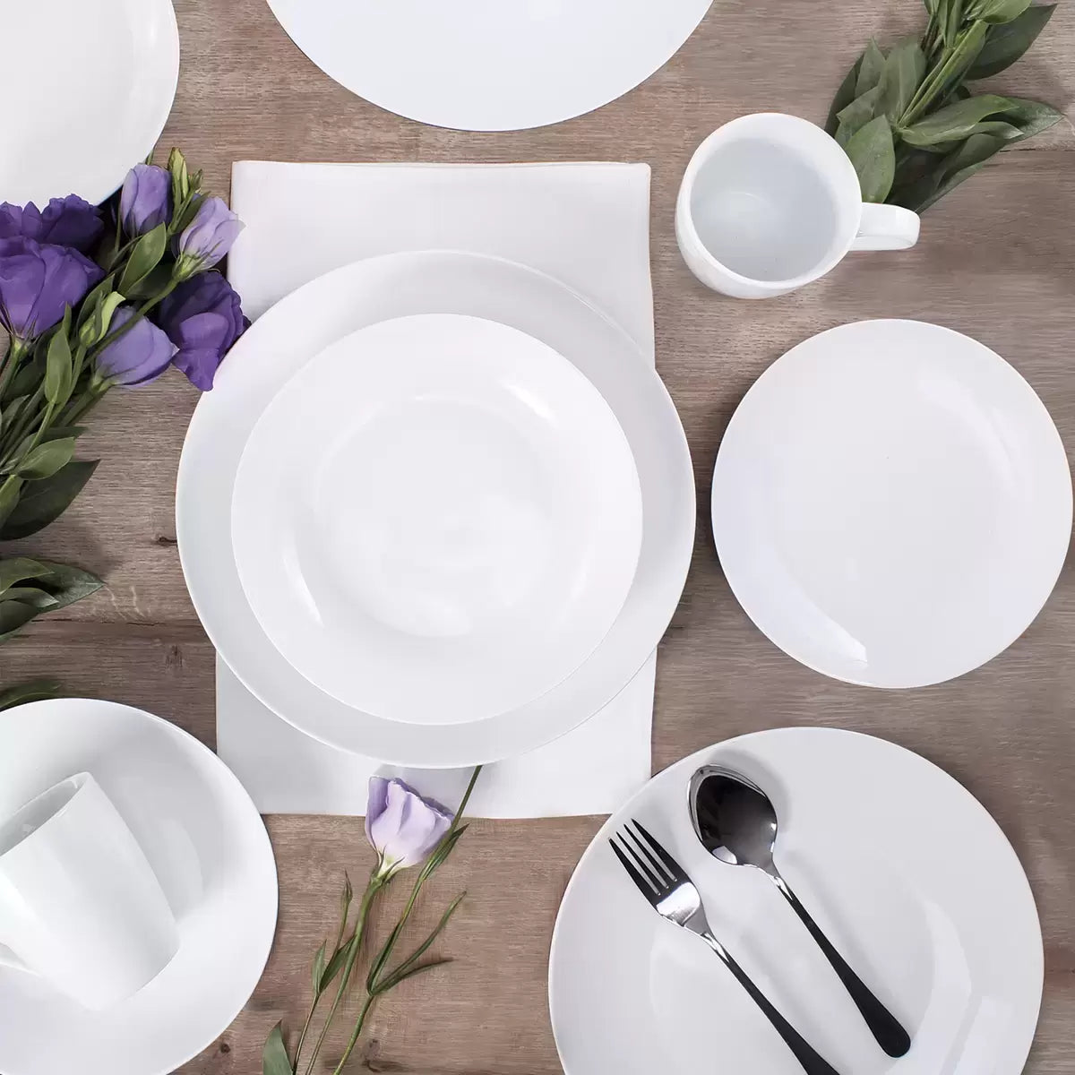 Crown Baccara Vajilla de Porcelana Blanca 16 piezas